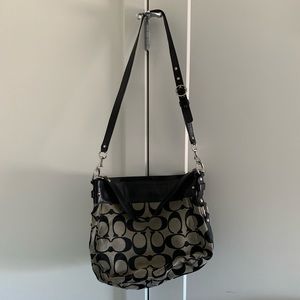 Coach Crossbody Purse- Grey and Black with logo